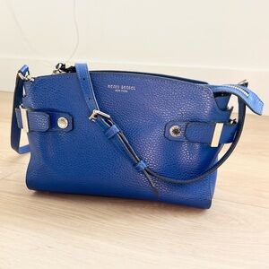 Henri Bendel Carlyle Micro Mini Satchel blue pebbled leather crossbody bag